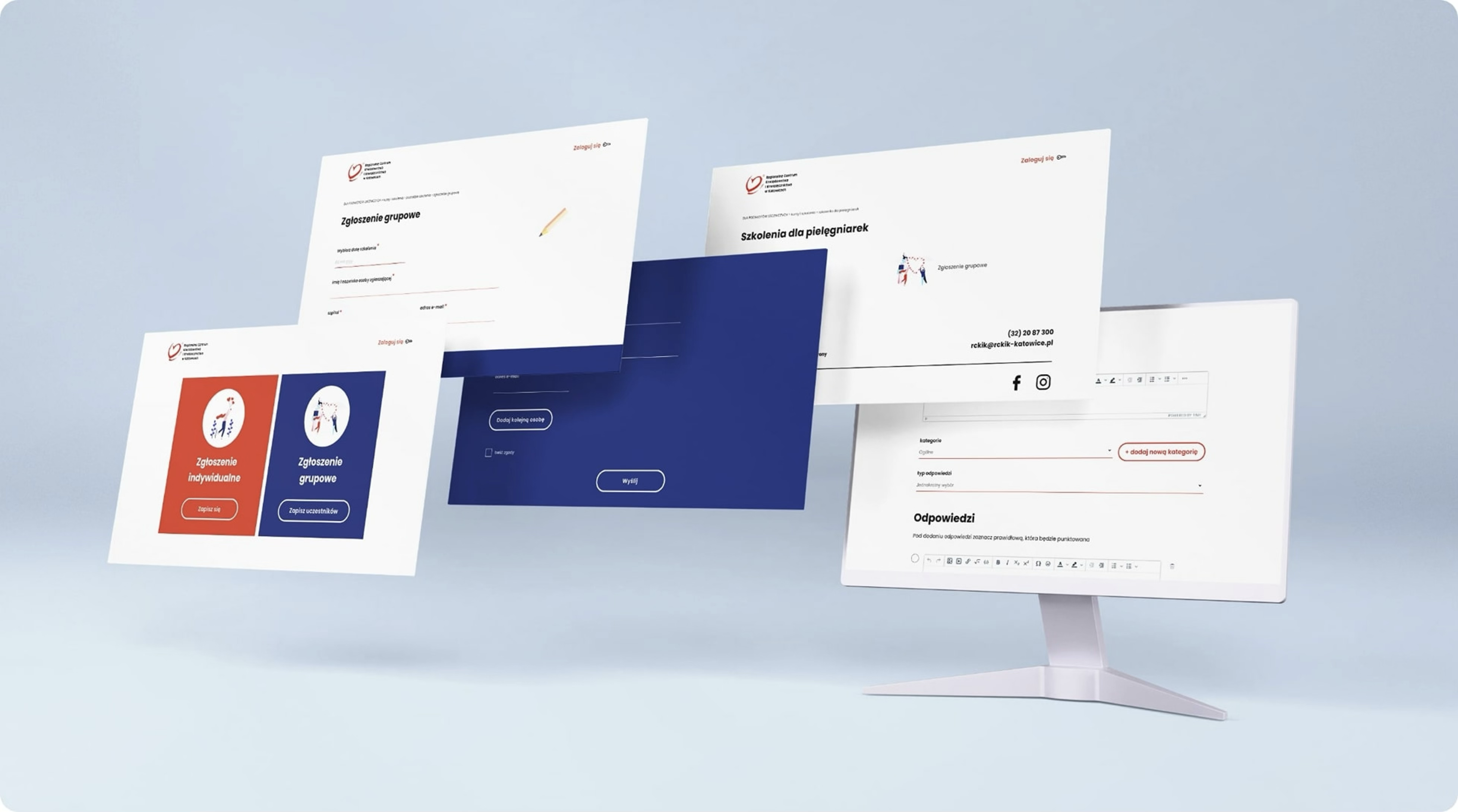 Platforma szkoleniowa RCKIK — widok ekranów aplikacji